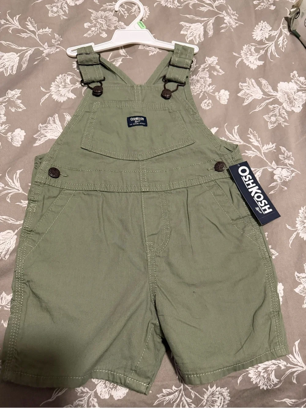 OshKosh B'gosh Olive Green Short Overalls